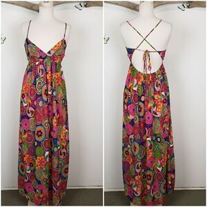 Banjul strappy maxi dress in 70's Inspired print